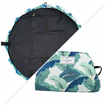 The Flat Lay Co. XXL Tropical Leaves Open Flat Makeup Bag | Kaleidoscope