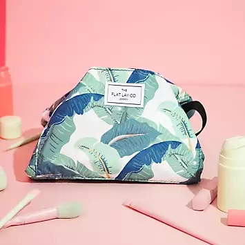 The Flat Lay Co. XXL Tropical Leaves Open Flat Makeup Bag | Kaleidoscope