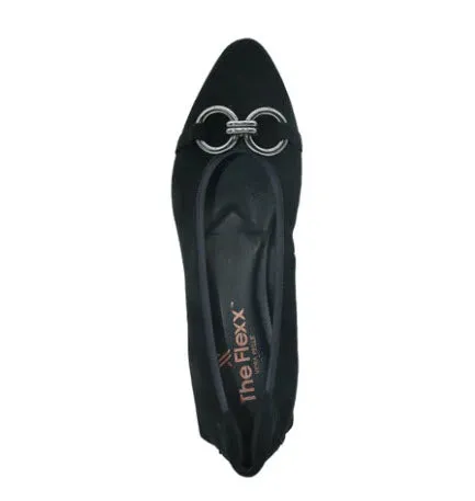 The Flexible Pointed Flat with Ornament in Black