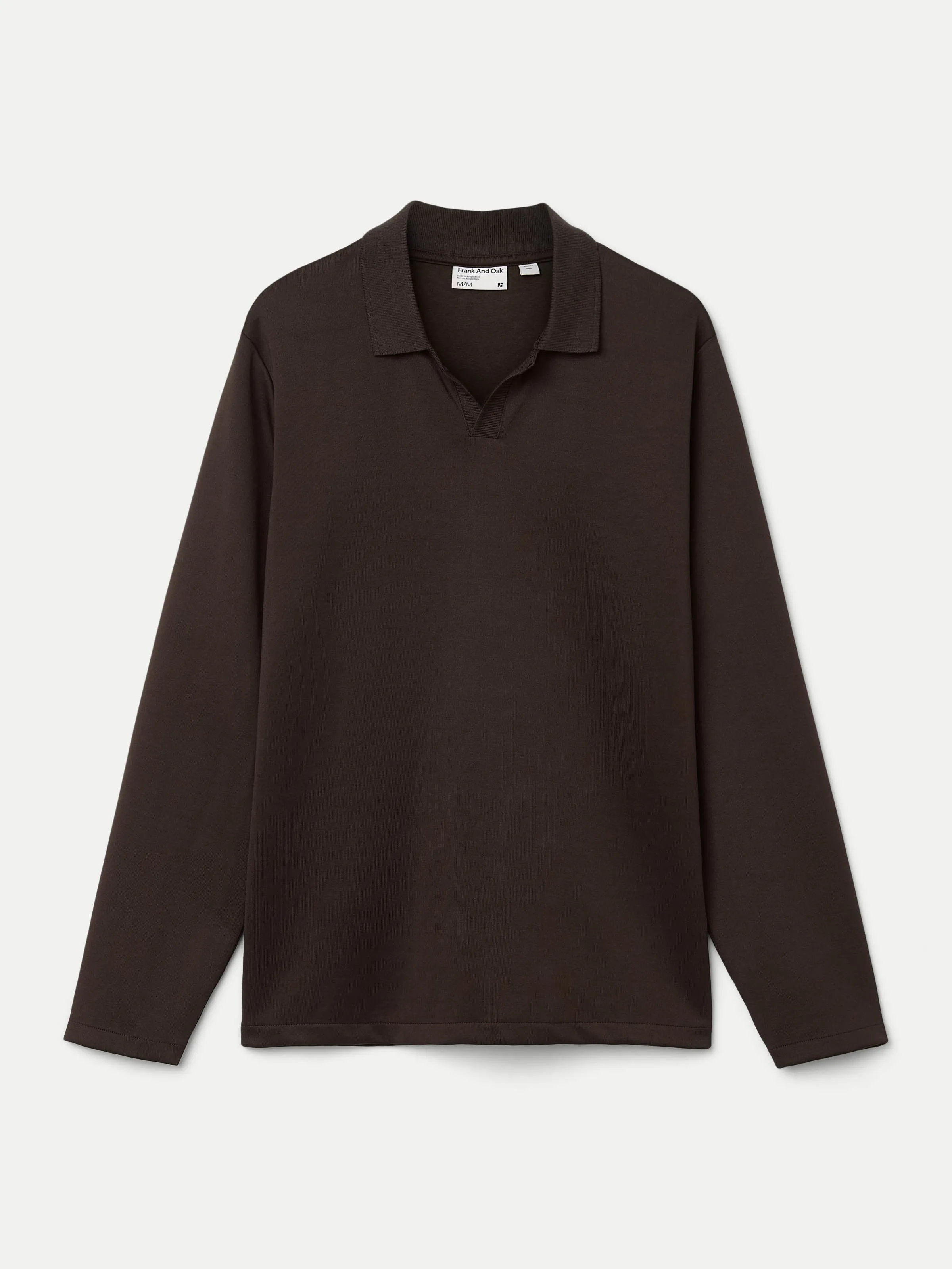 The Long Sleeve Johnny Collar Polo in Dark Chocolate