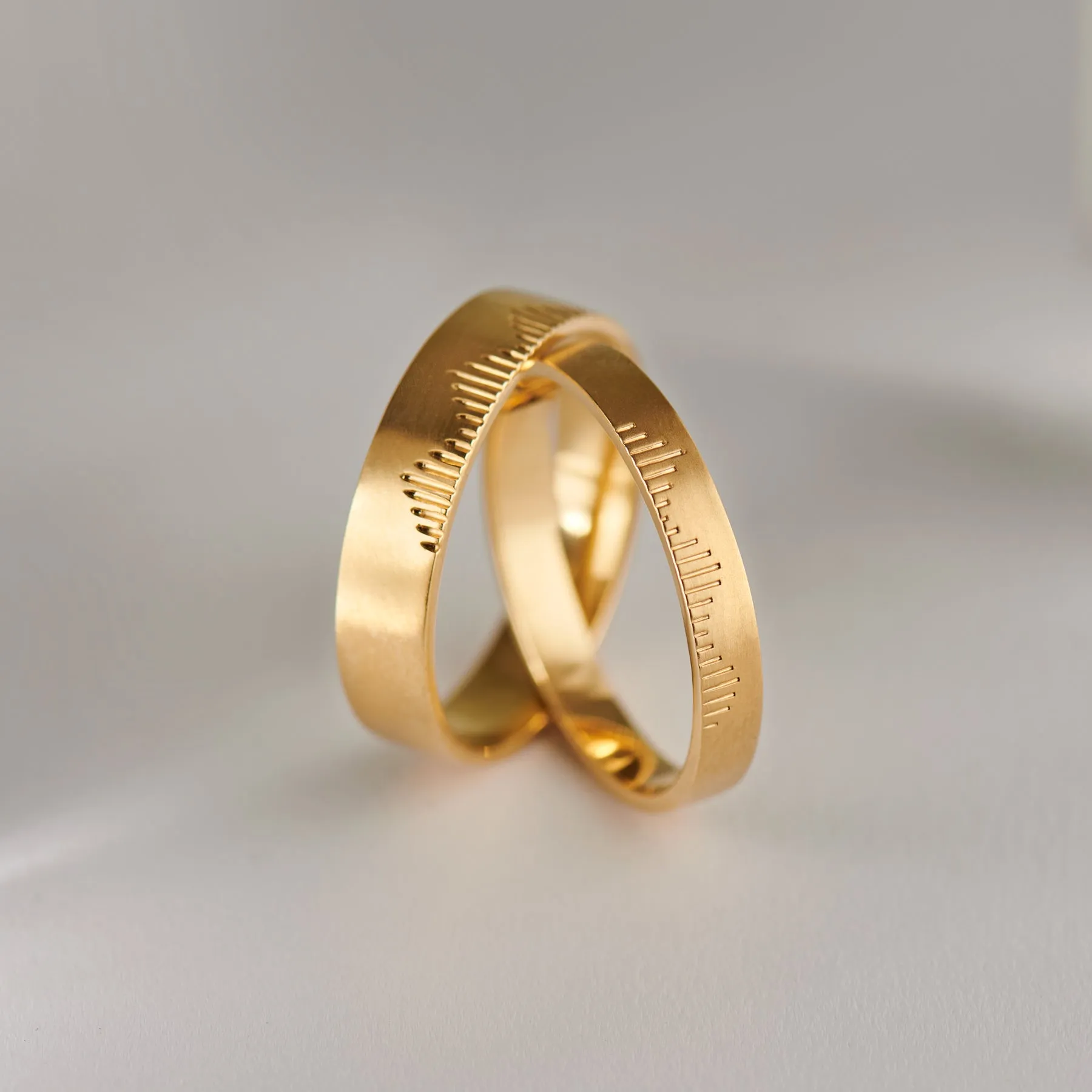 The Mountain Climbers Gold Wedding Band Set