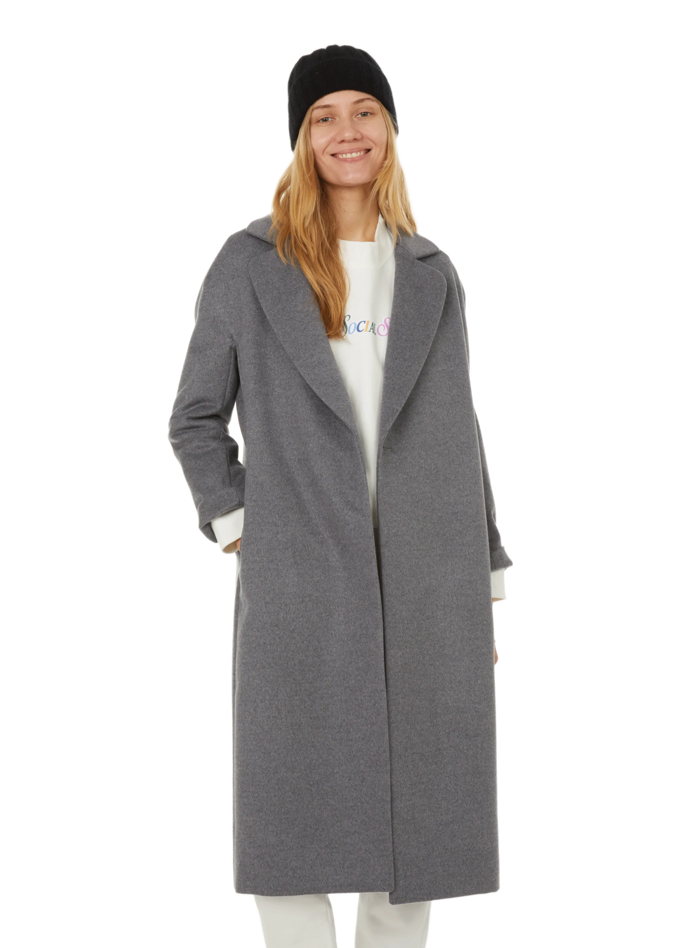 Grey Long Wool Coat