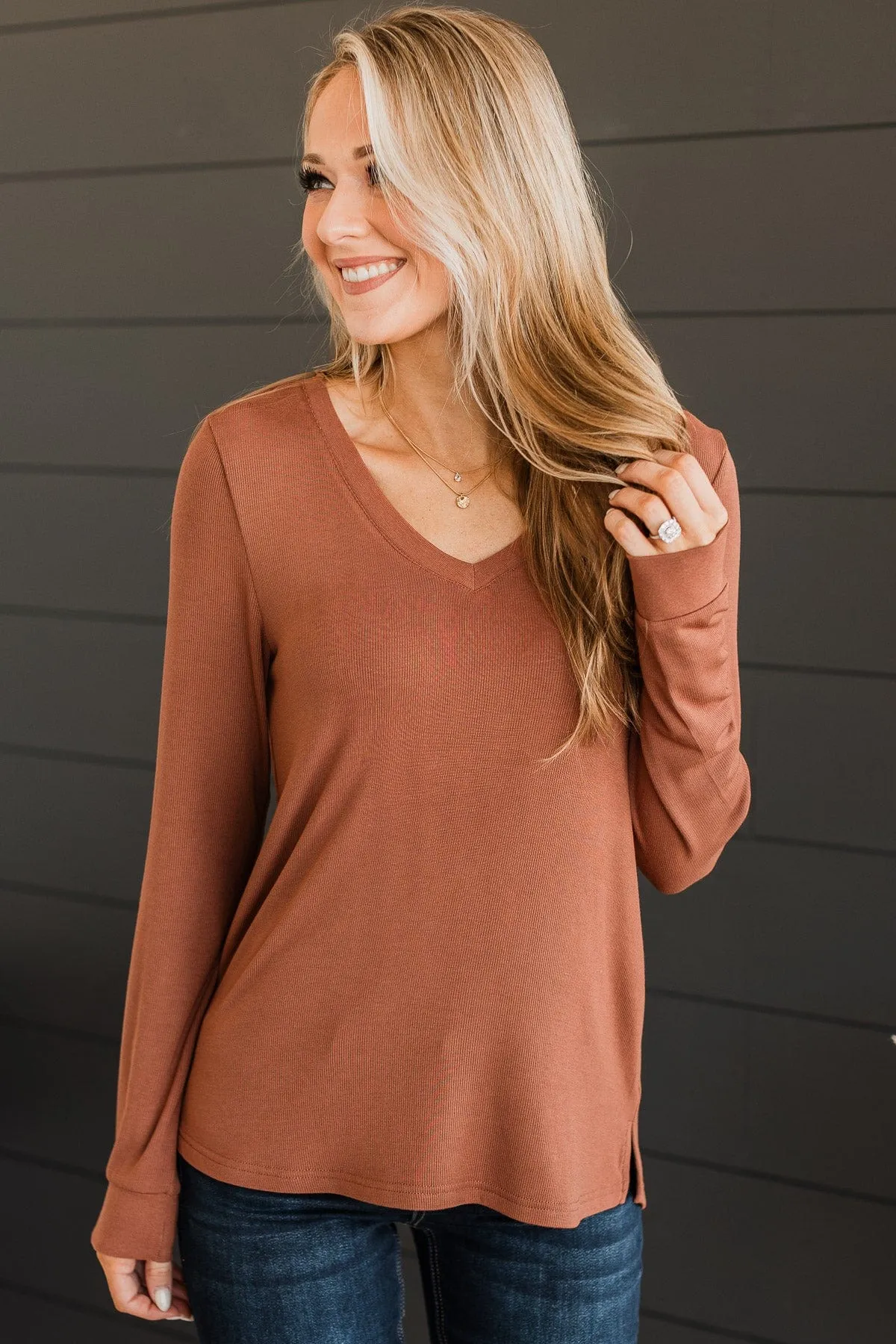 Cognac Knit Top