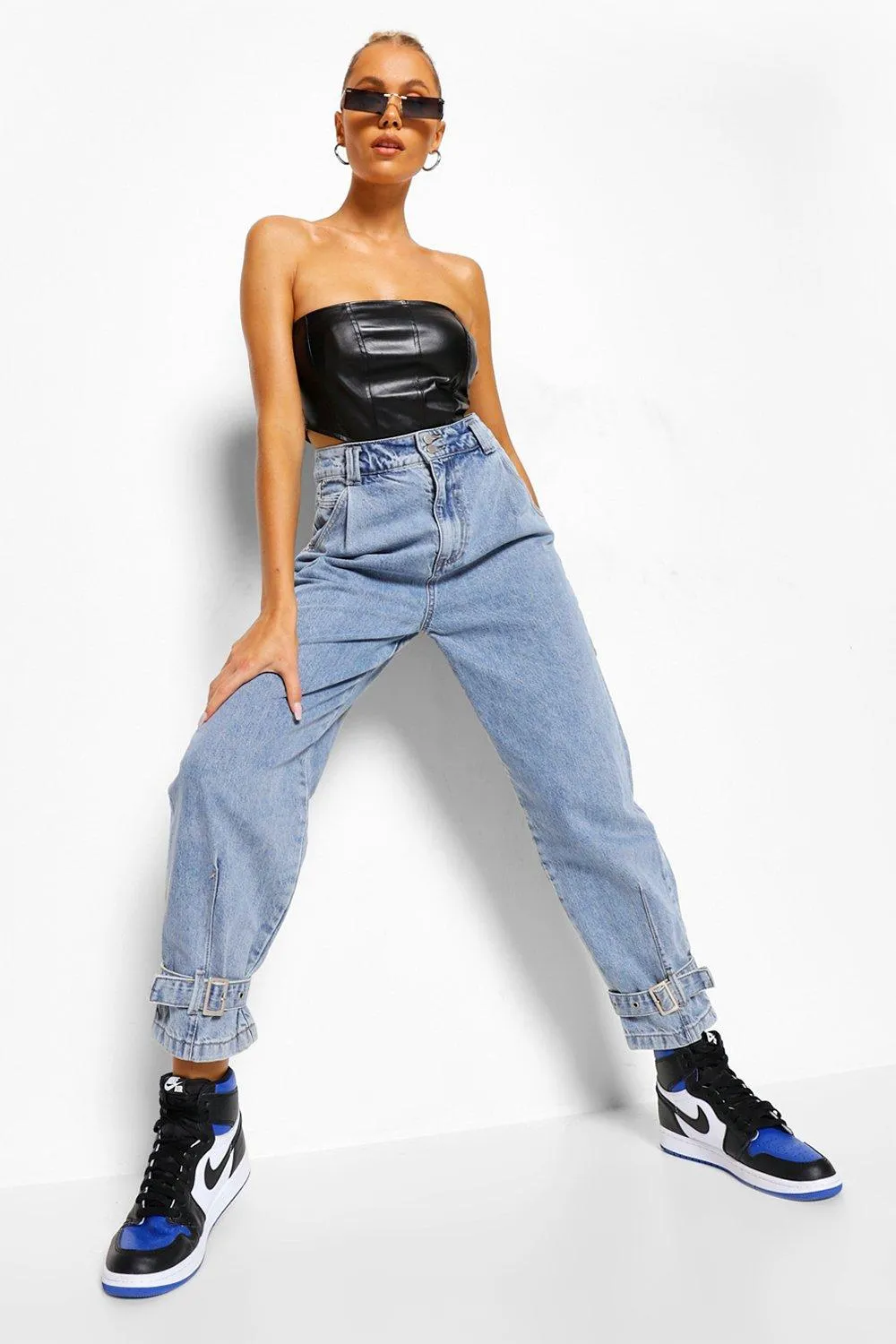 Tie Hem Balloon Leg Jeans