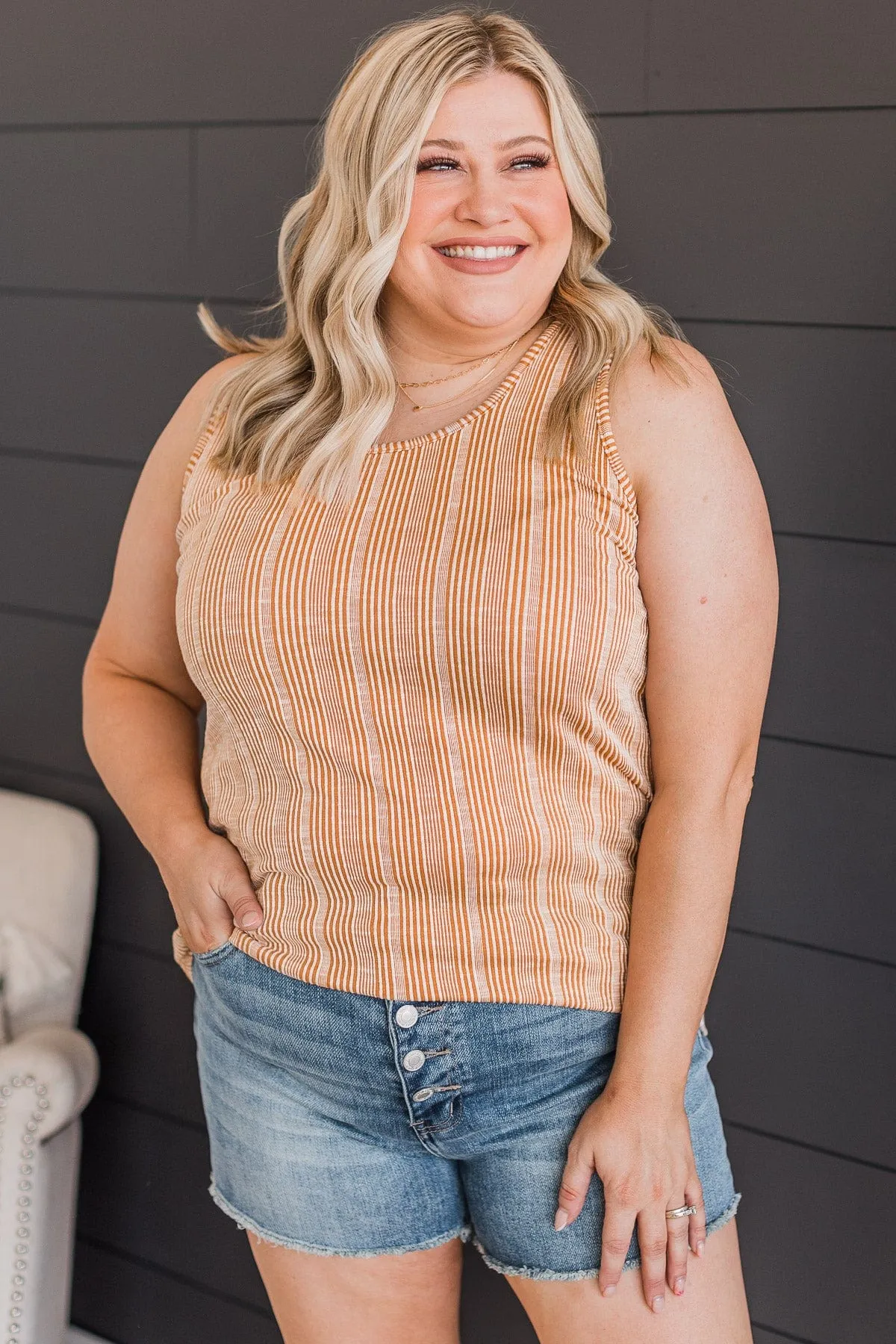 Camel Ribbed Tank Top