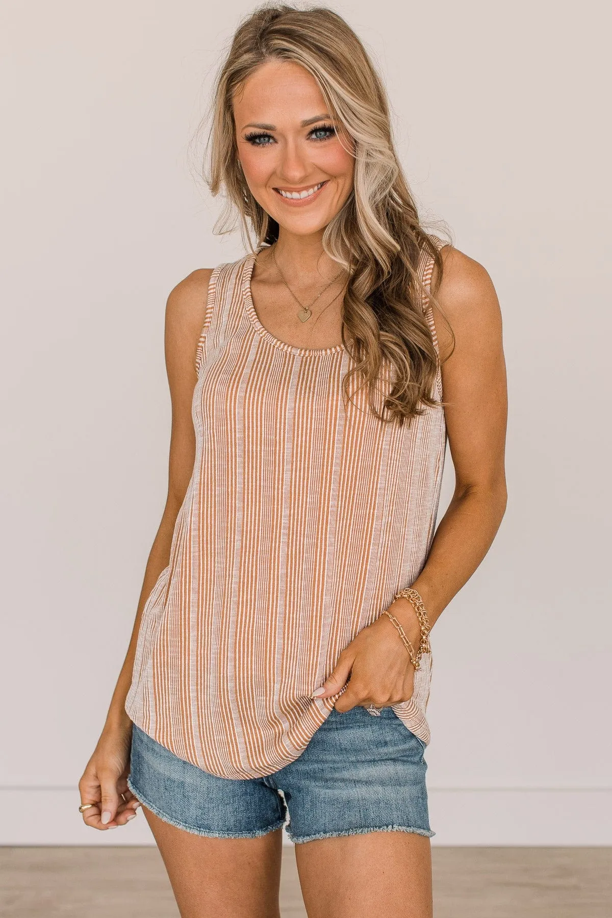 Camel Ribbed Tank Top