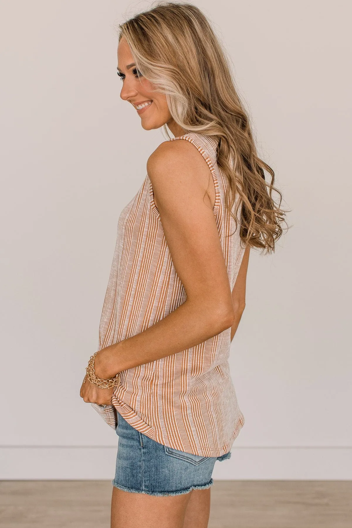 Camel Ribbed Tank Top