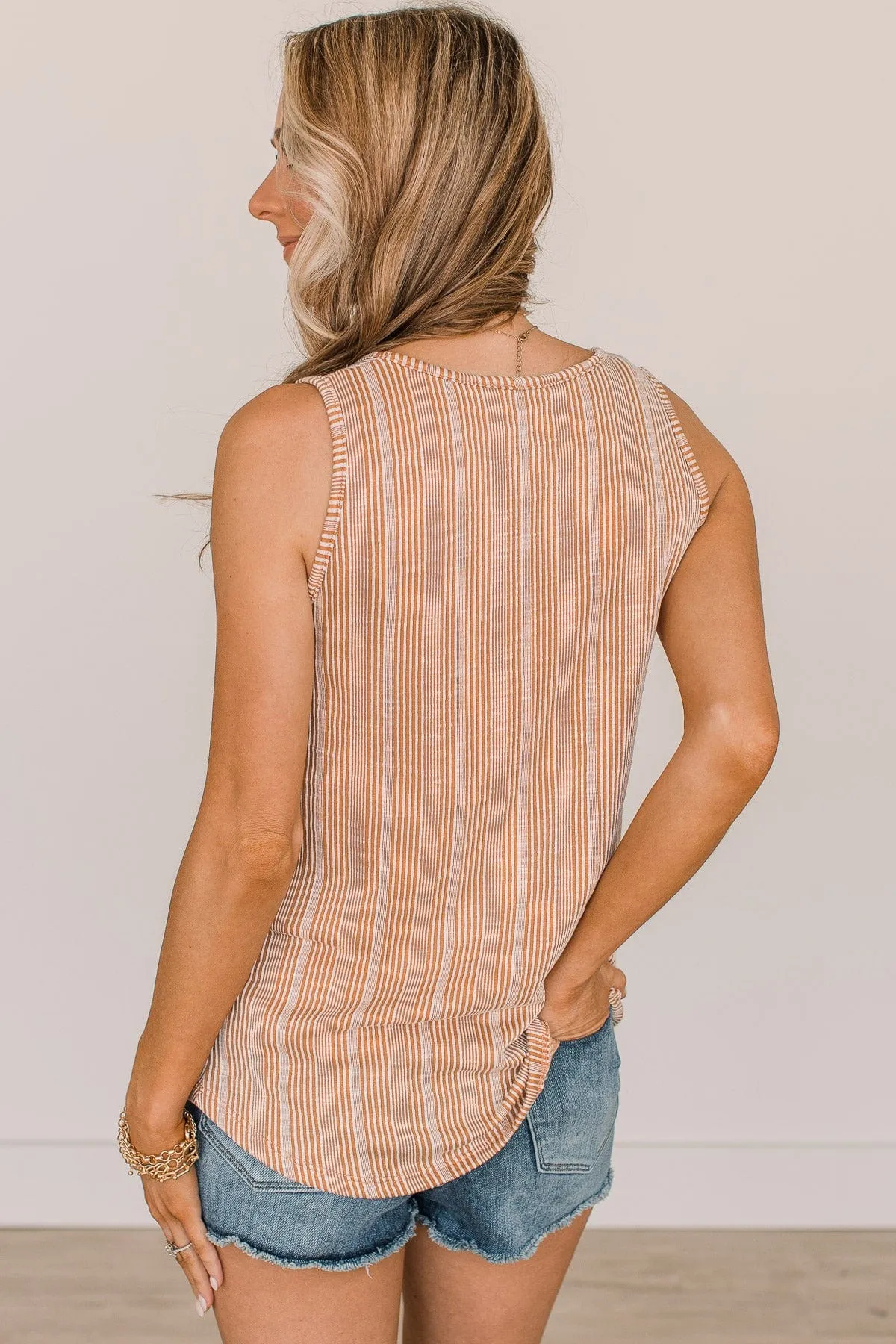 Camel Ribbed Tank Top