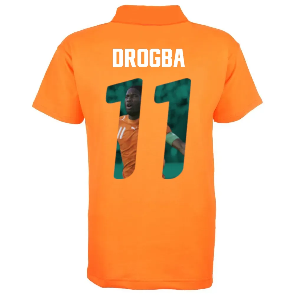 TOFFS - Ivory Coast Retro Football Shirt 1980's + Drogba 11 (Photo Style)