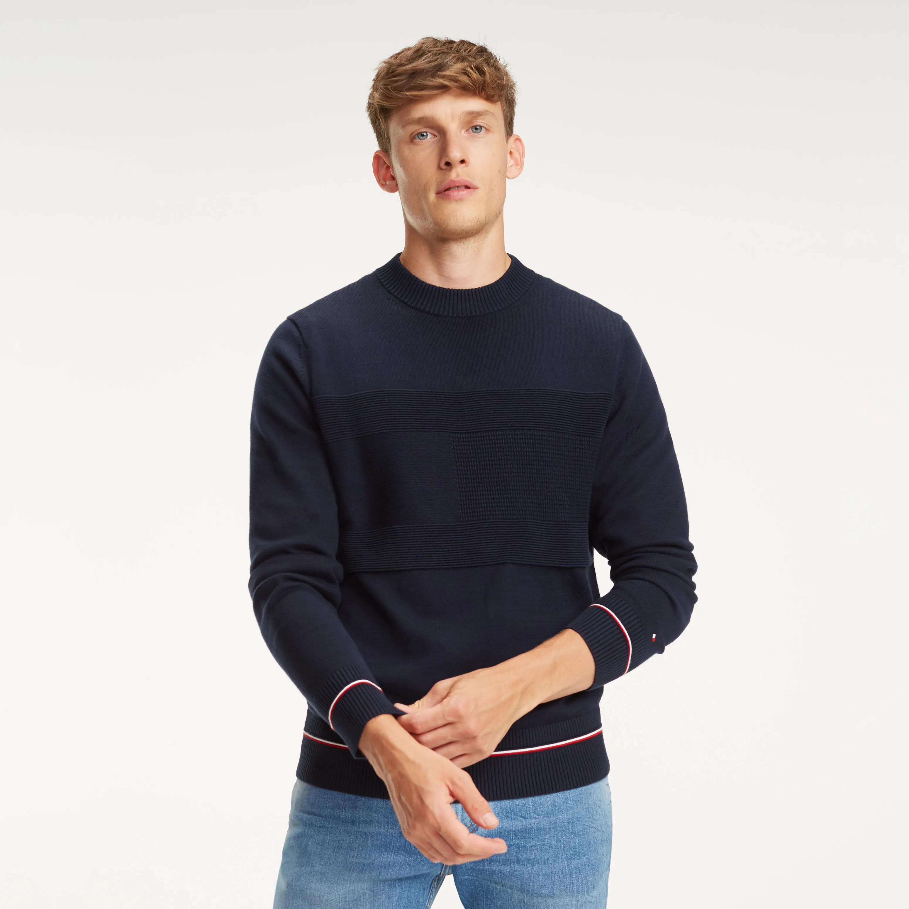 Tommy Hilfiger Cotton Jumper with Rib-Knit Panel