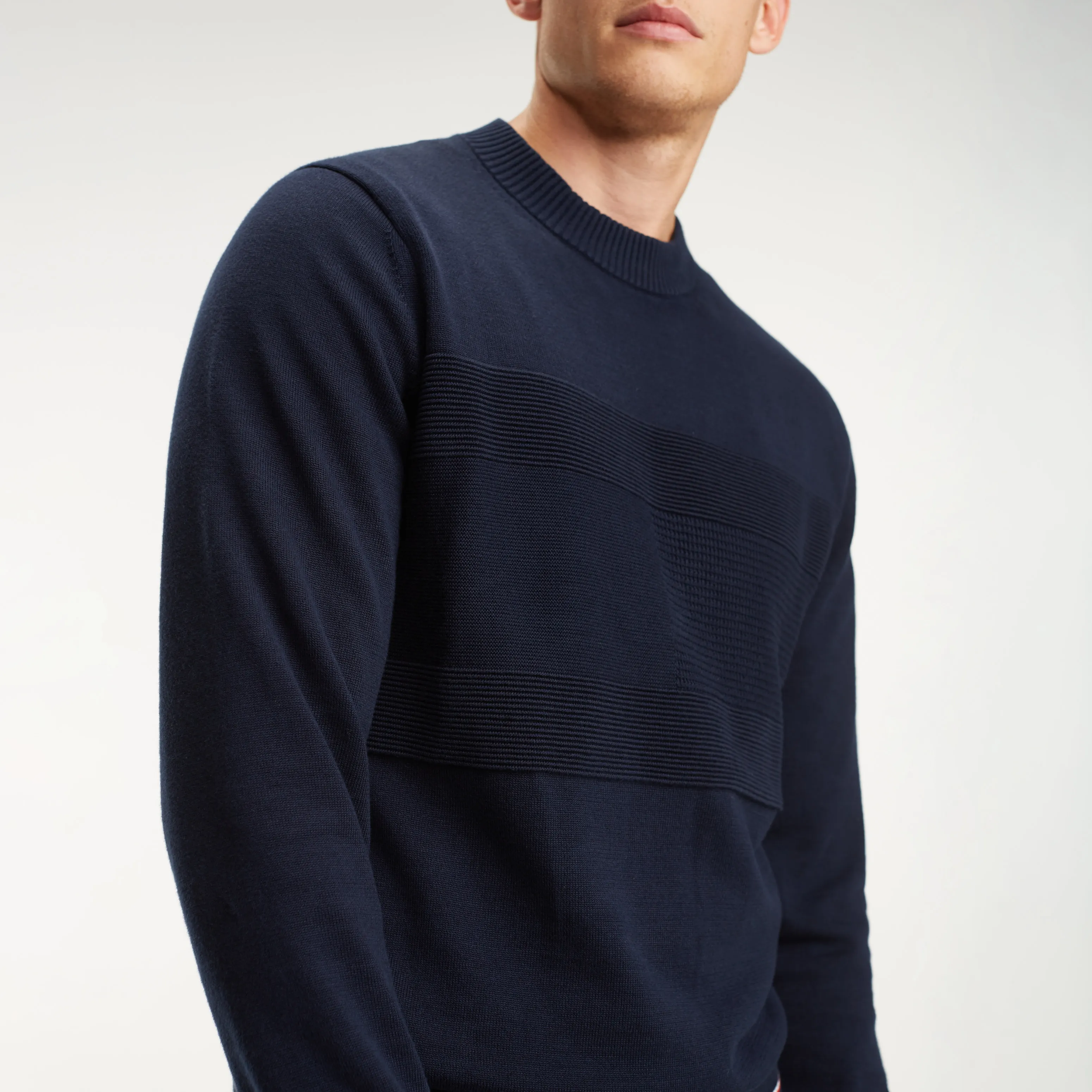 Tommy Hilfiger Cotton Jumper with Rib-Knit Panel