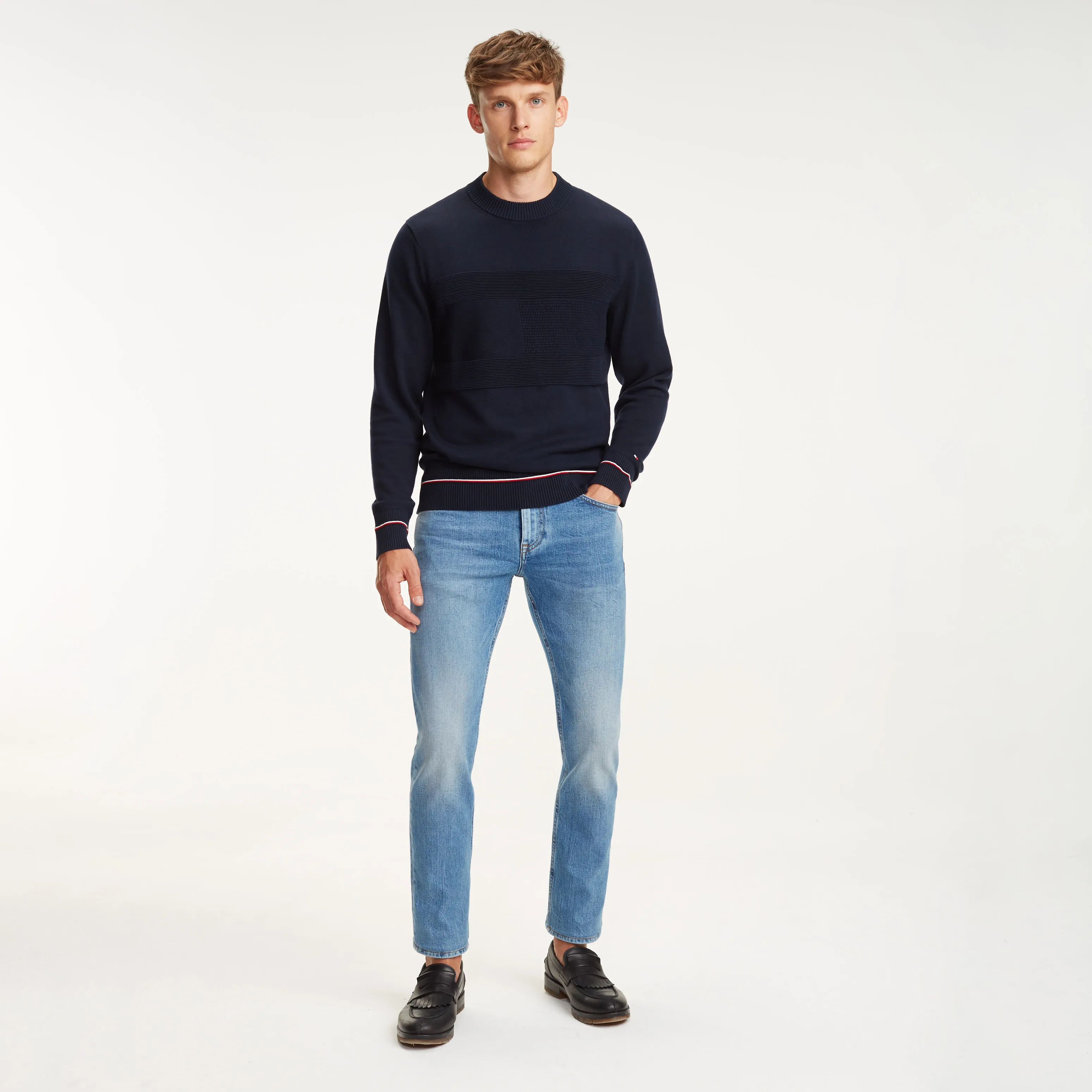 Tommy Hilfiger Cotton Jumper with Rib-Knit Panel