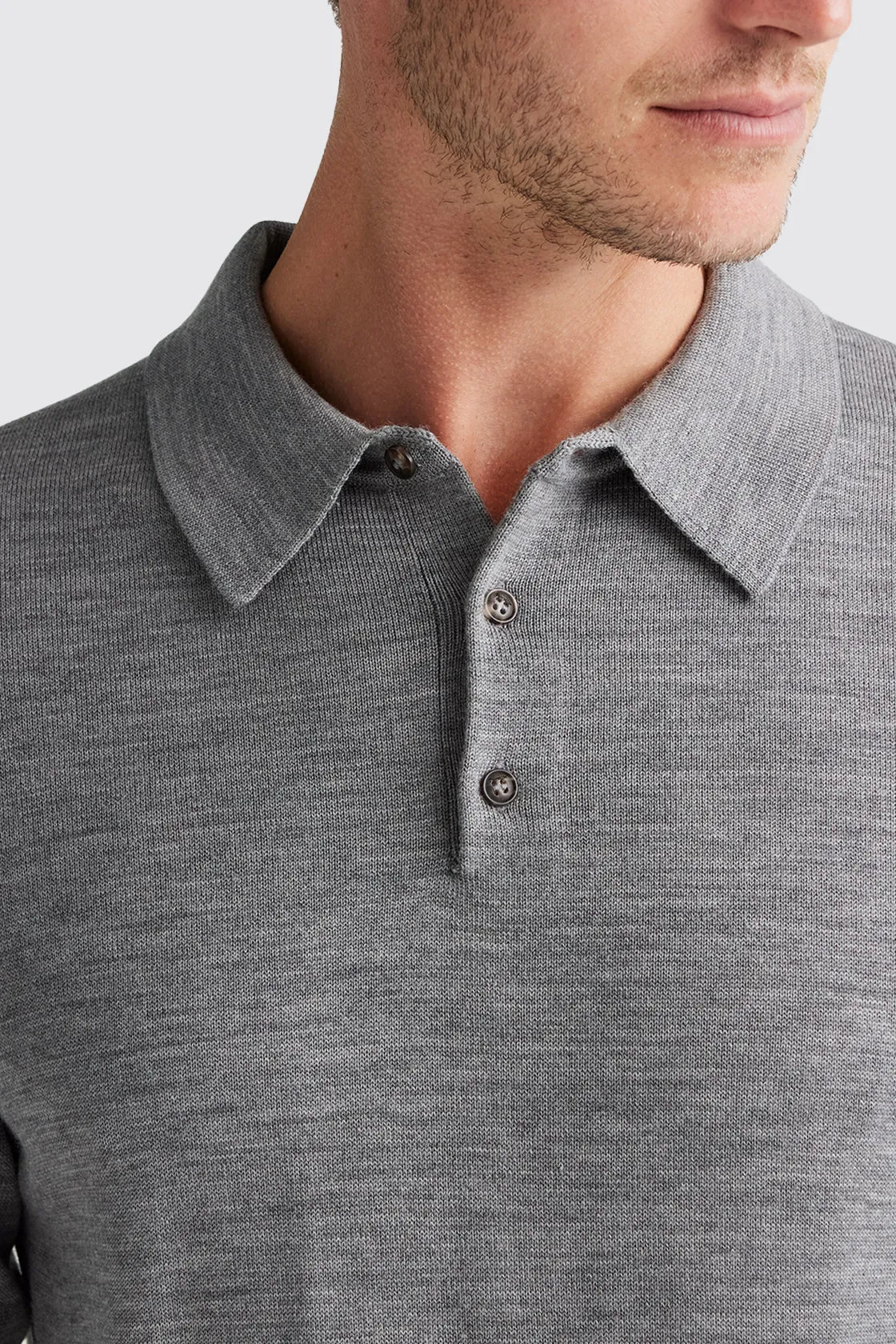 Toorallie Fine Knit Polo Mid Grey