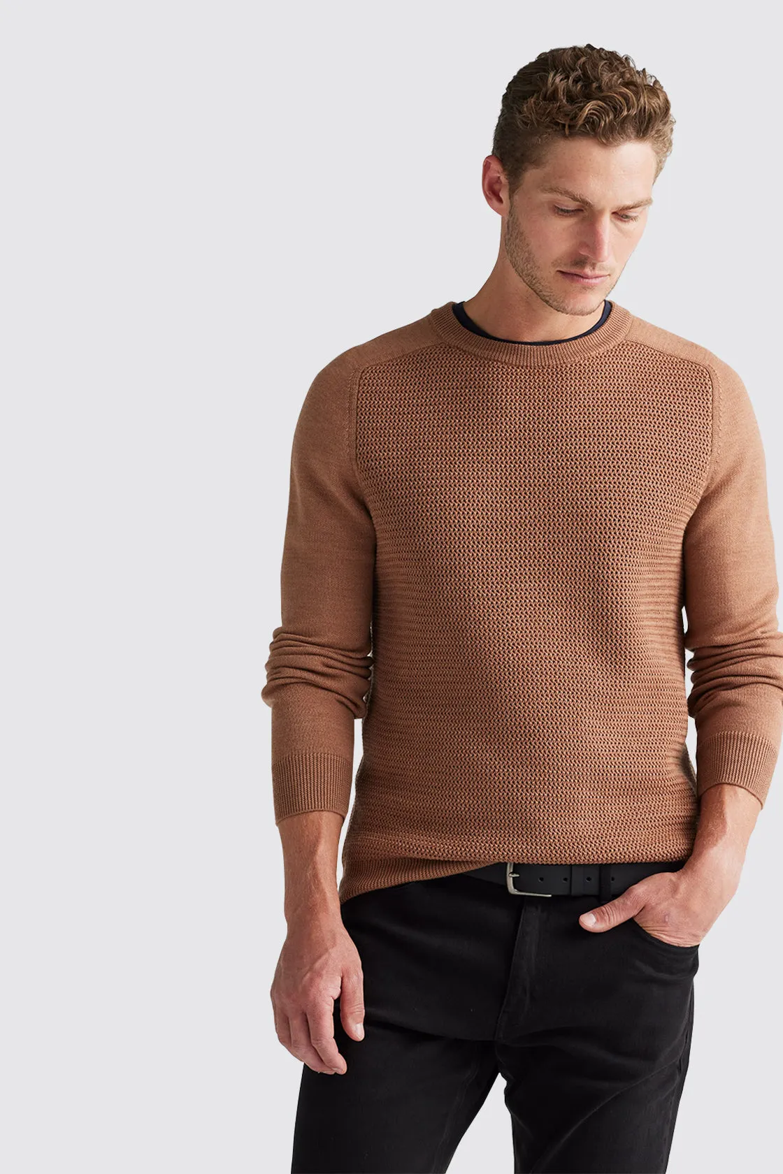 Toorallie Textured Stitch Knit Sand Dune