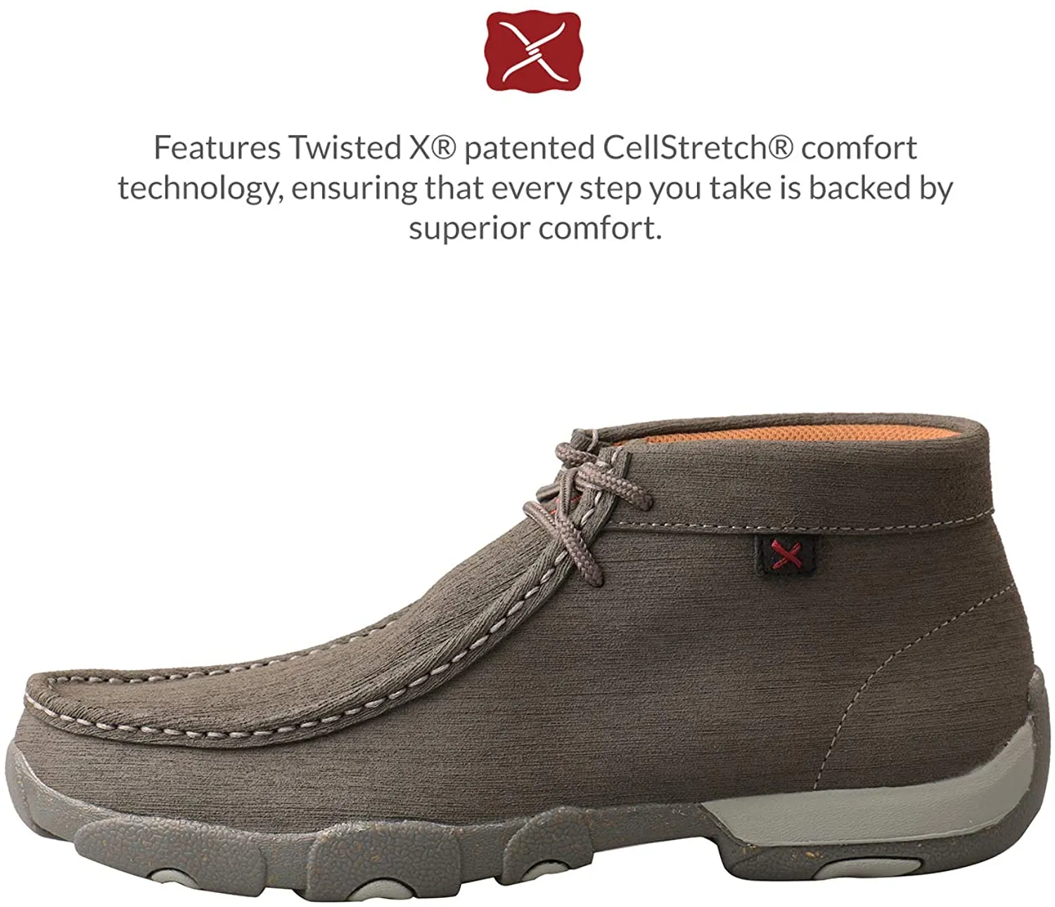 Grey Chukka Driving Shoes for Men with Moc Toe by Twisted X.