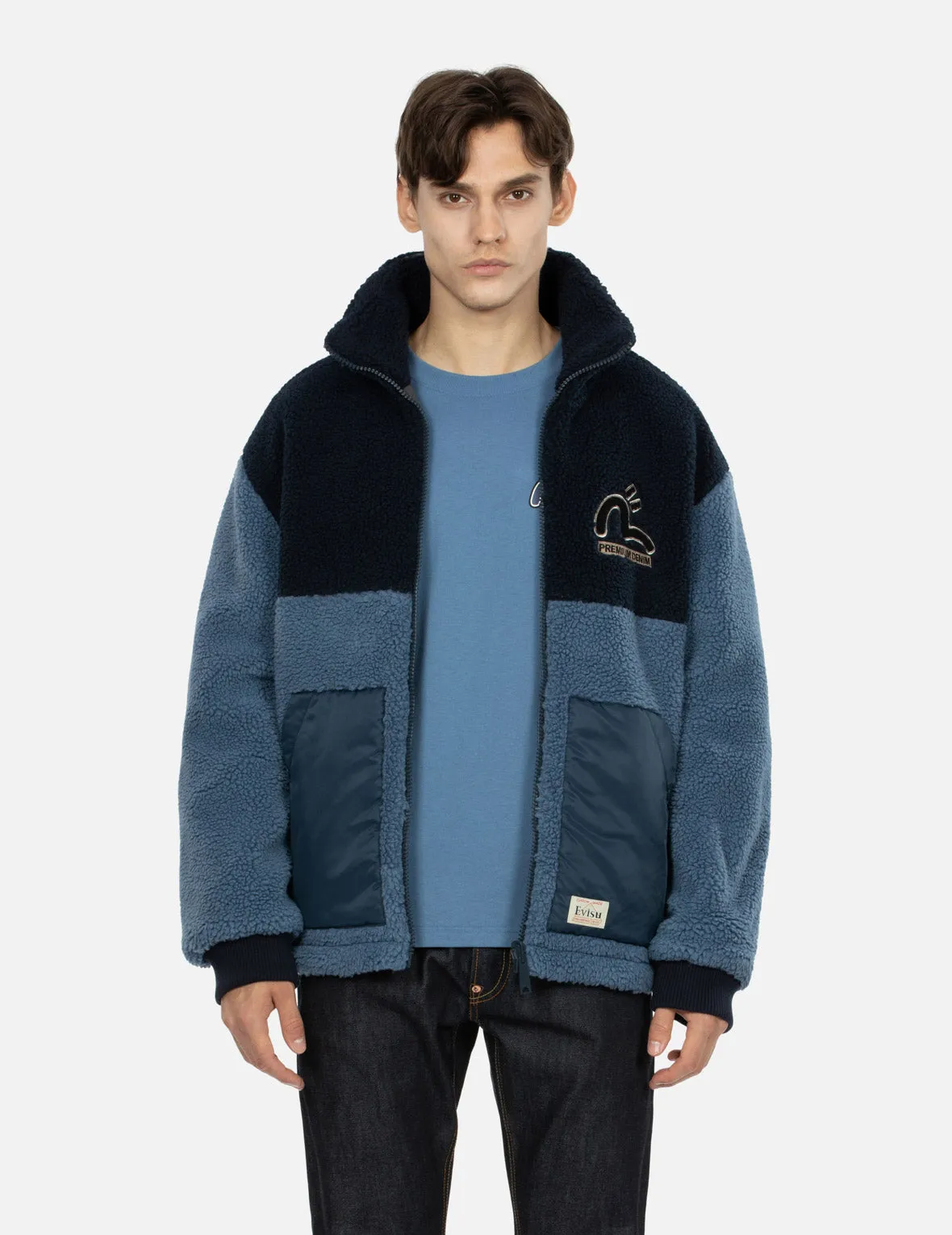 Two-tone Reversible Relax Fit Zipped Sherpa Jacket