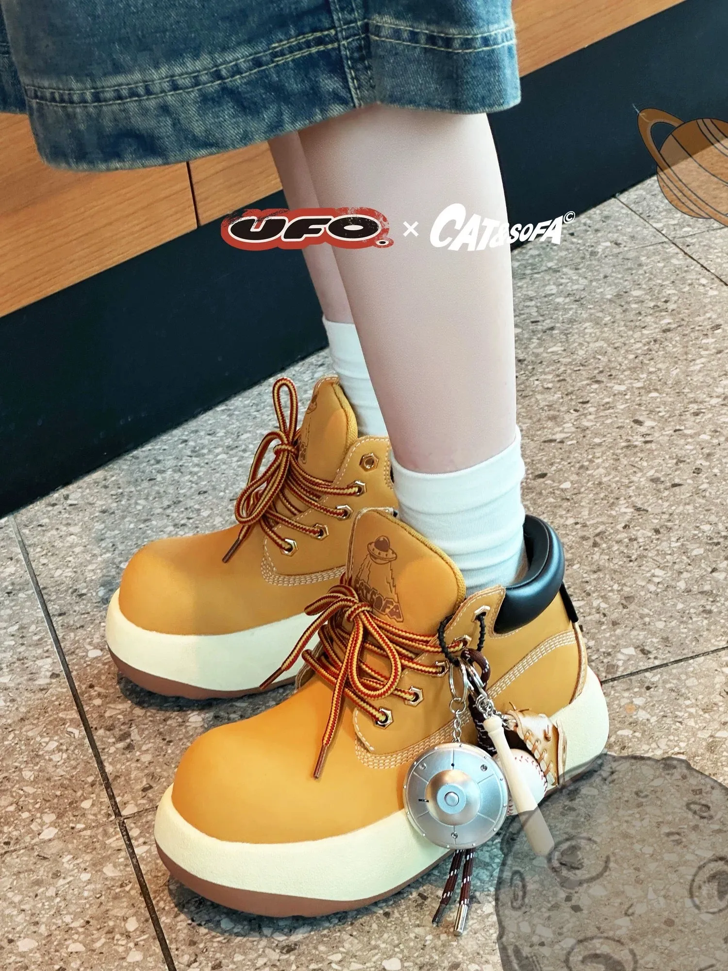 [UFO Series] Cat and Sofa/Autumn and Winter Martin Boots Ugly Cute Big Head All-match Short Boots Couple Height-enhancing Big Ye