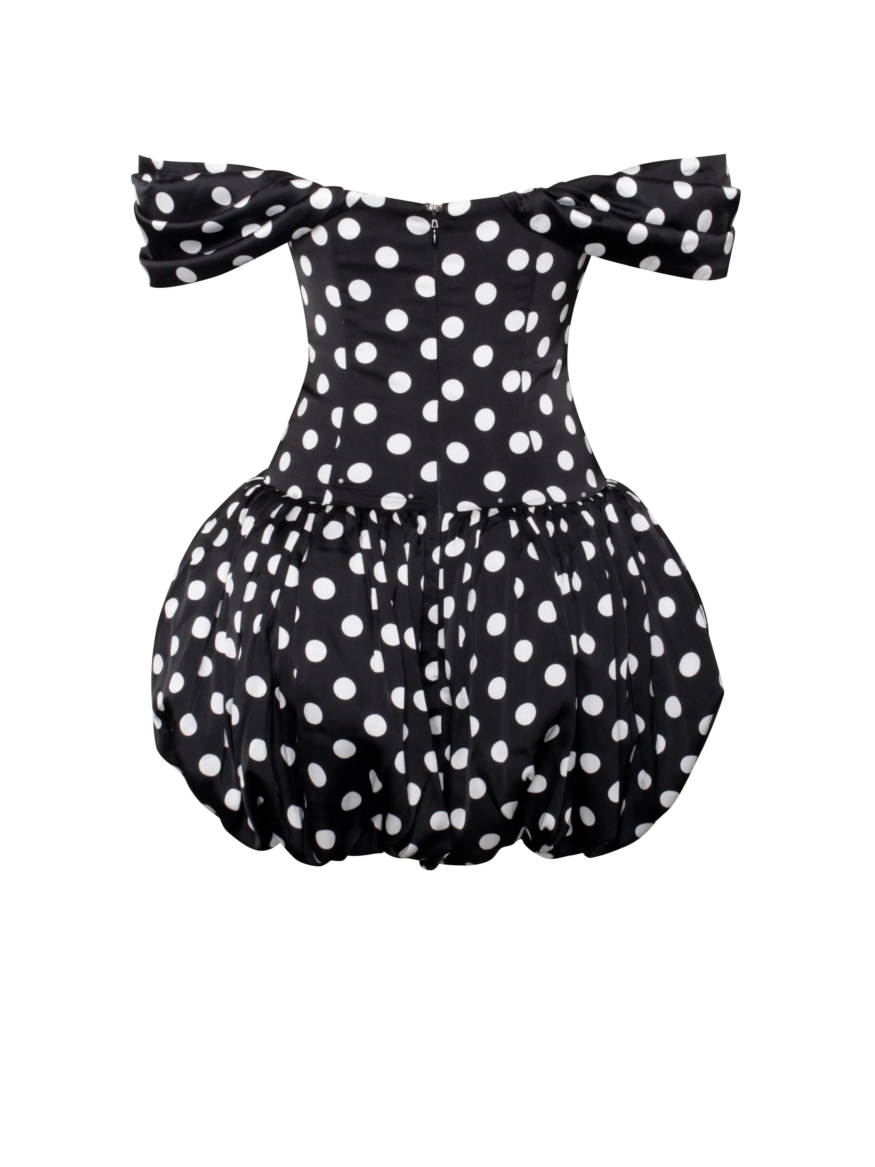 Umika Black Polka Dots Bubble Hem Mini Dress