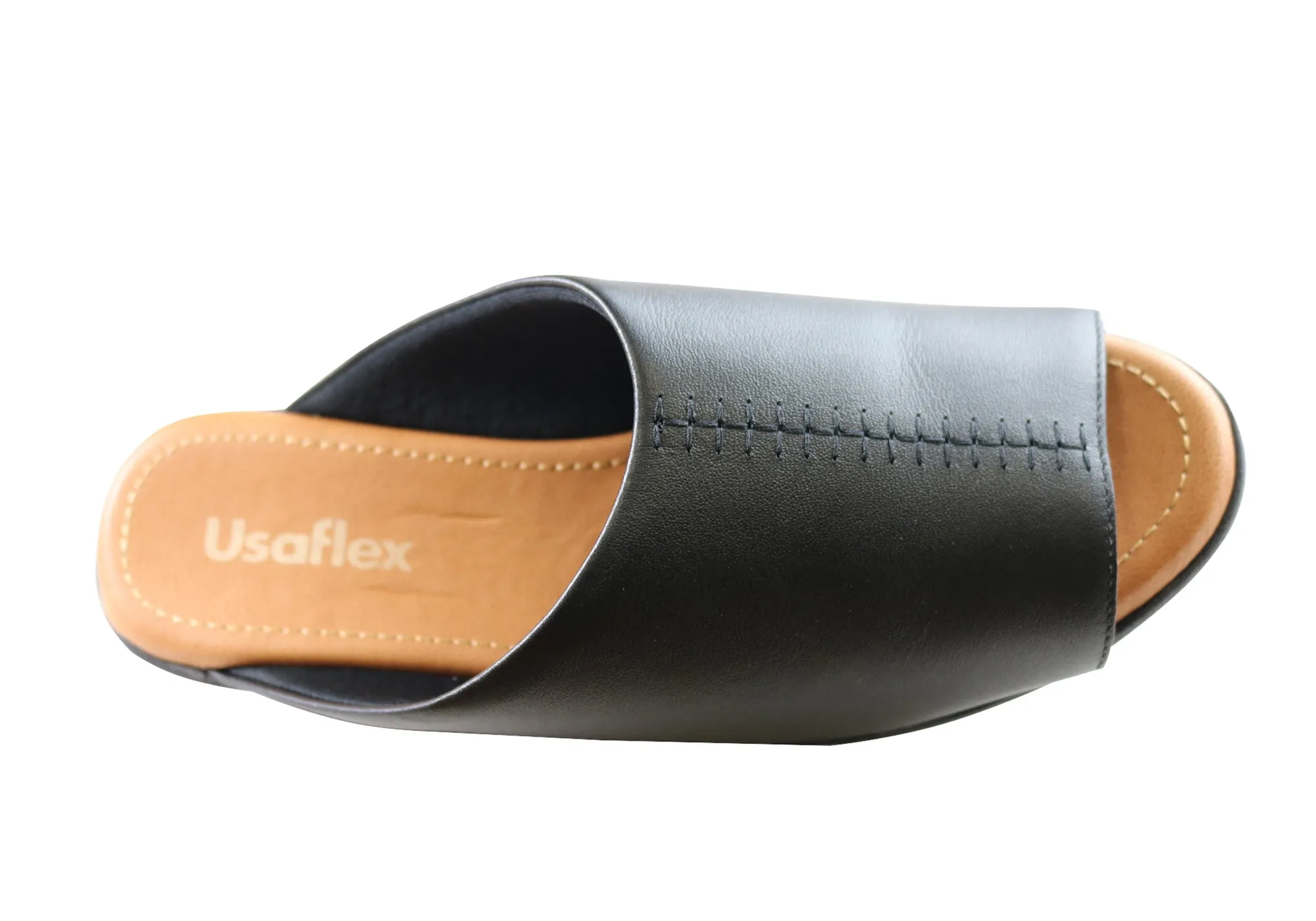 Usaflex Adene Womens Comfort Leather Slides Sandals Made In Brazil