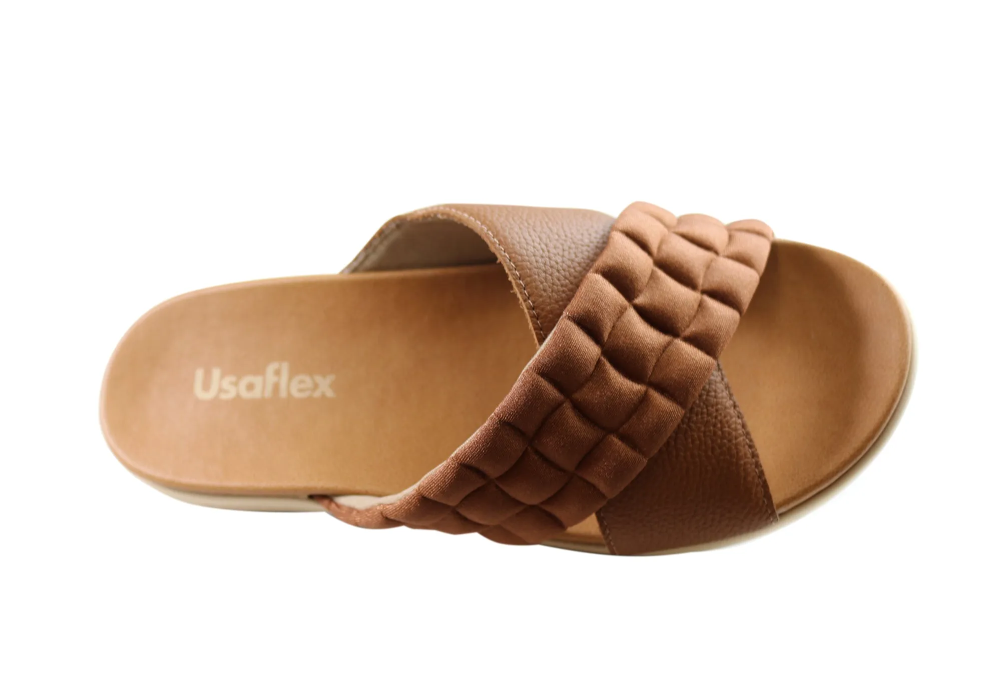 Usaflex Mela Womens Comfort Leather Slides Sandals Made In Brazil