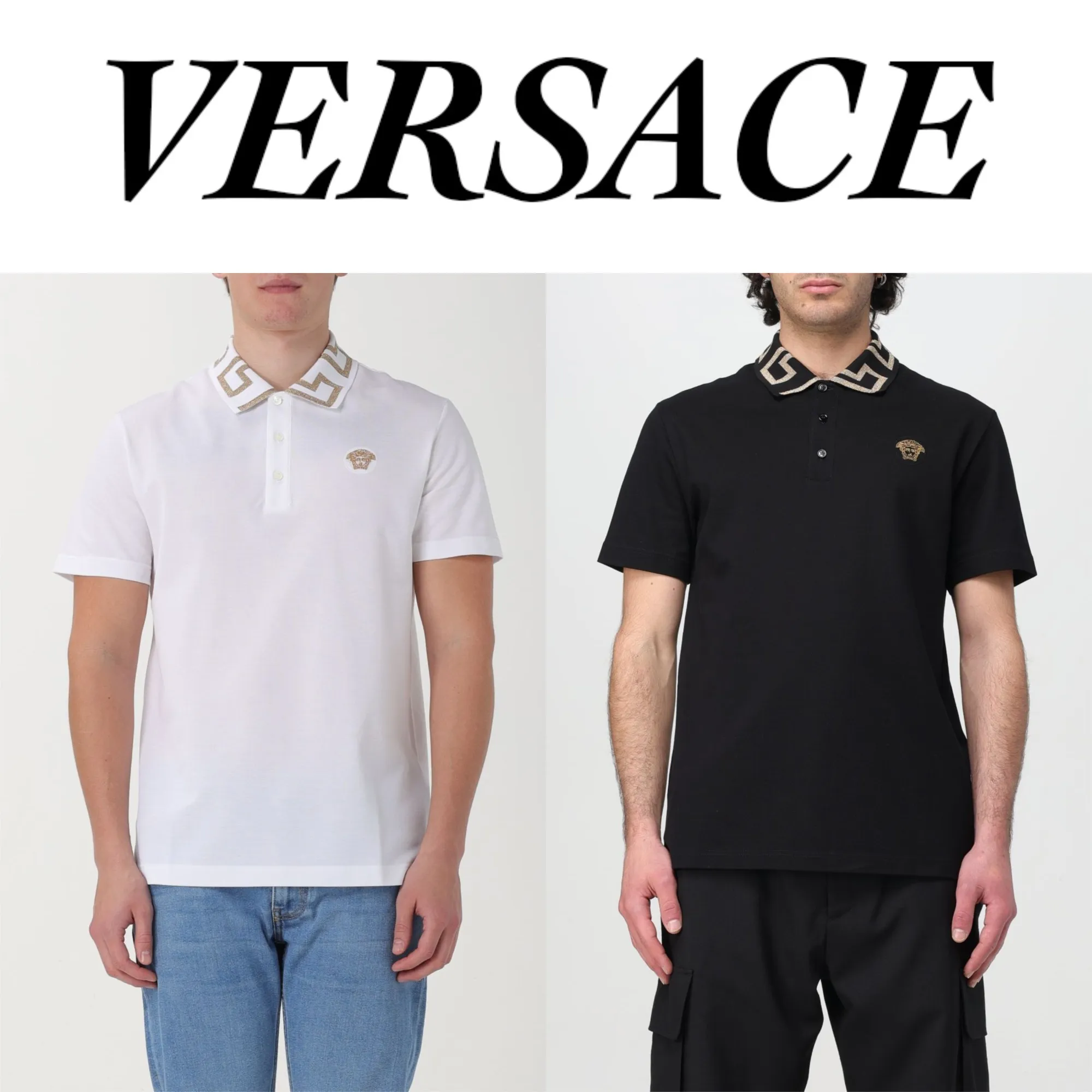 VERSACE Greca Short-Sleeved Polo Shirt