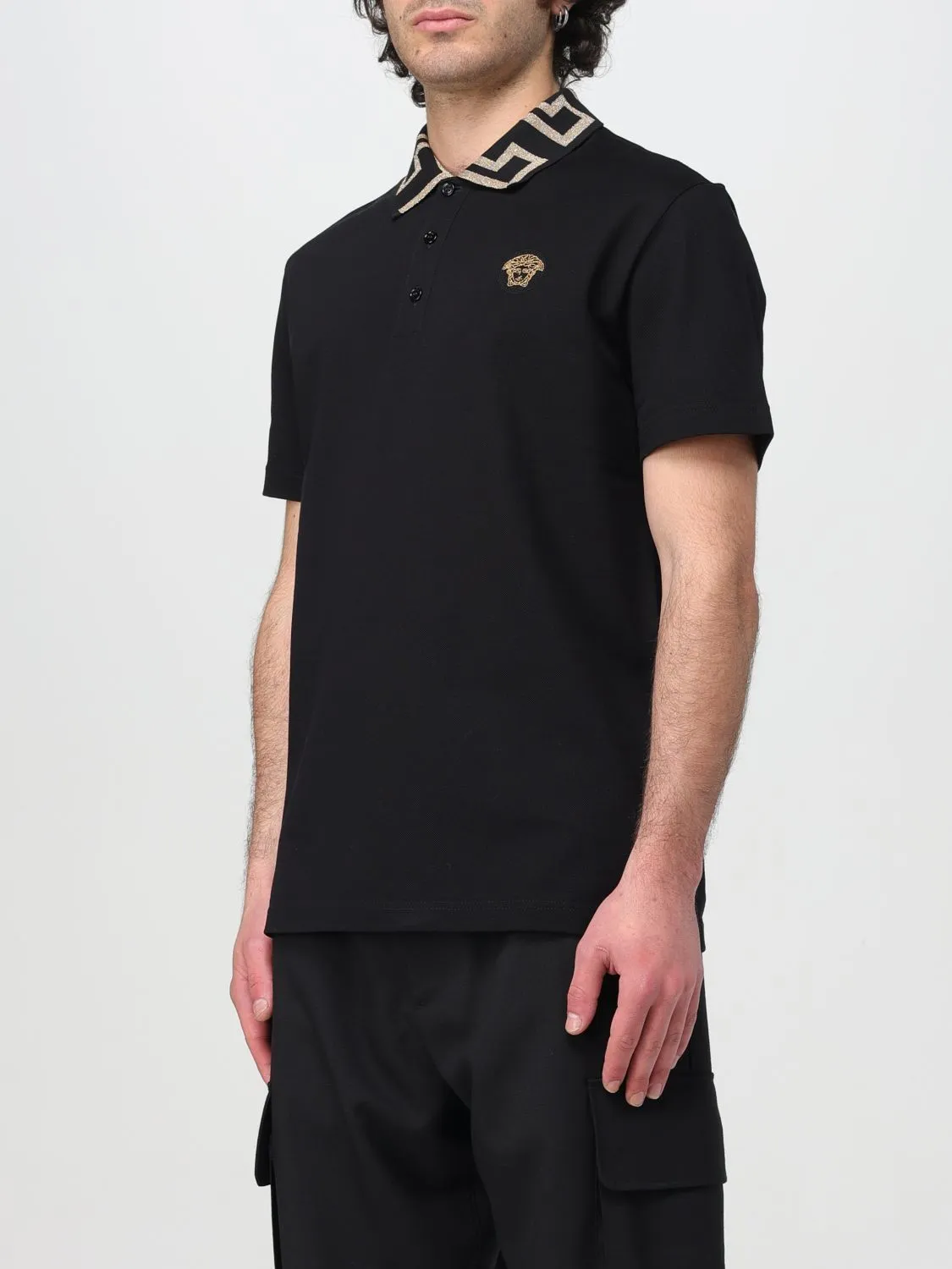 VERSACE Greca Short-Sleeved Polo Shirt