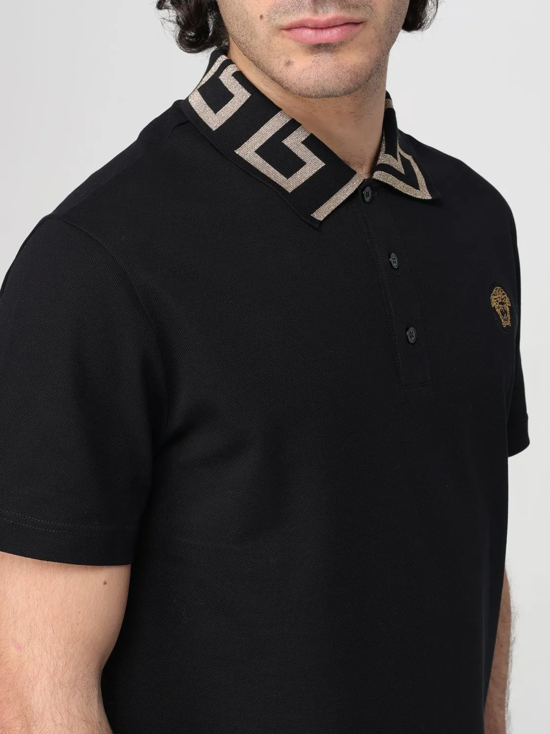 VERSACE Greca Short-Sleeved Polo Shirt