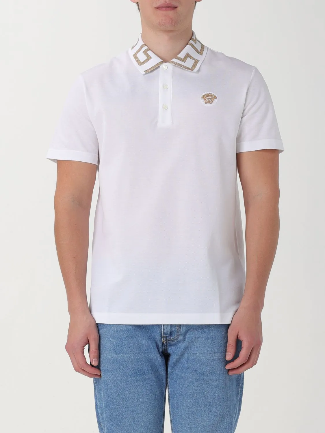 VERSACE Greca Short-Sleeved Polo Shirt