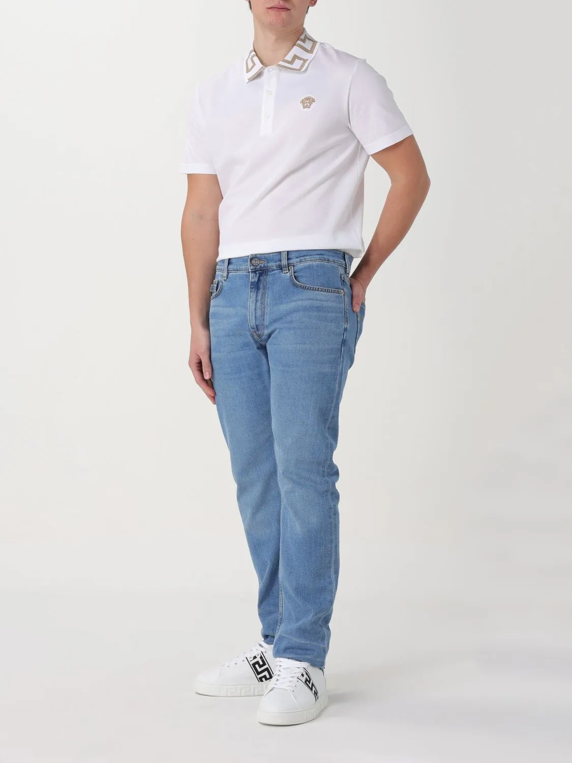 VERSACE Greca Short-Sleeved Polo Shirt