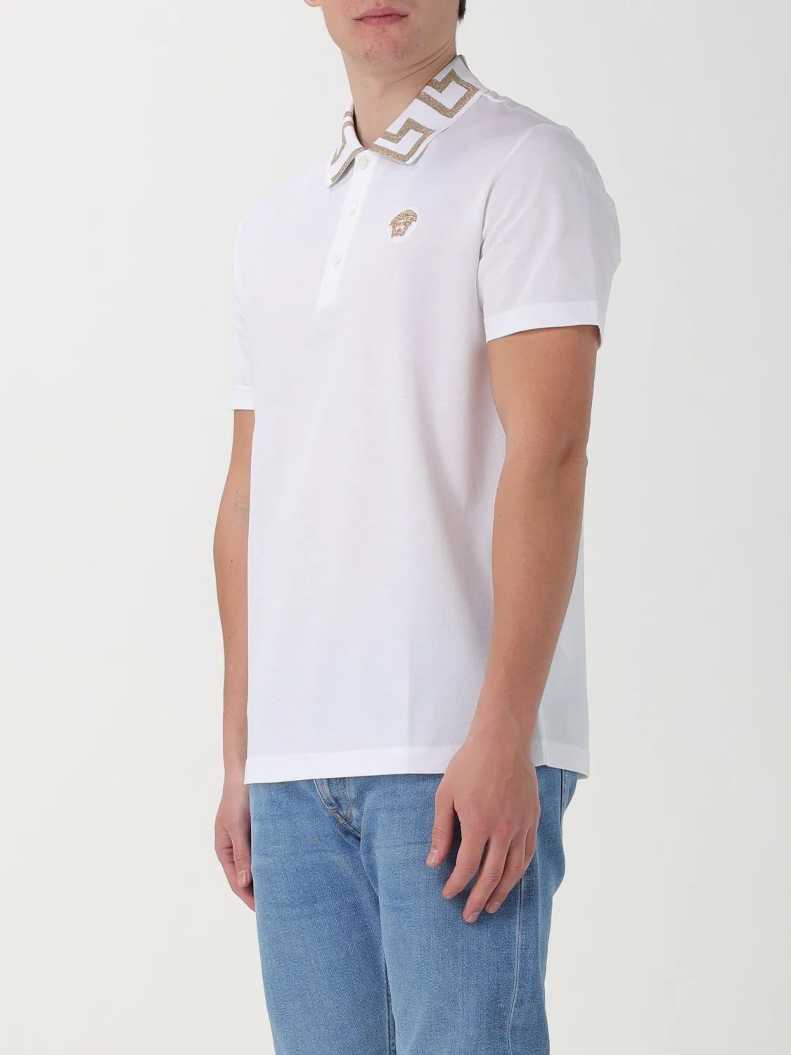 VERSACE Greca Short-Sleeved Polo Shirt