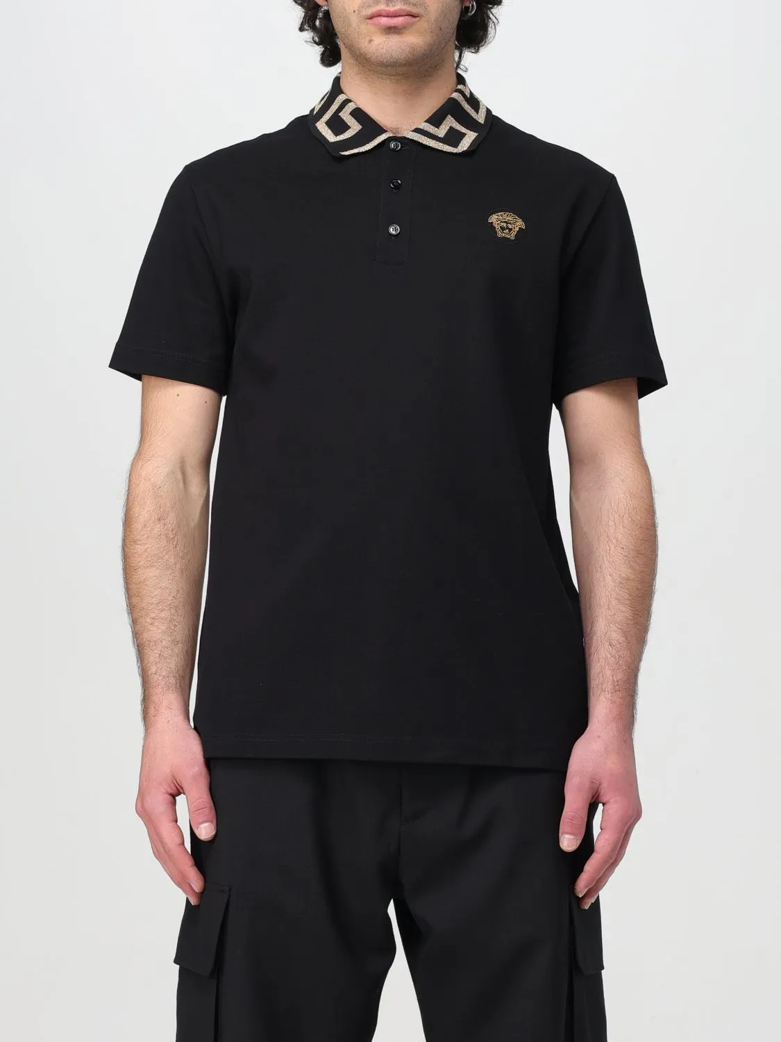 VERSACE Greca Short-Sleeved Polo Shirt