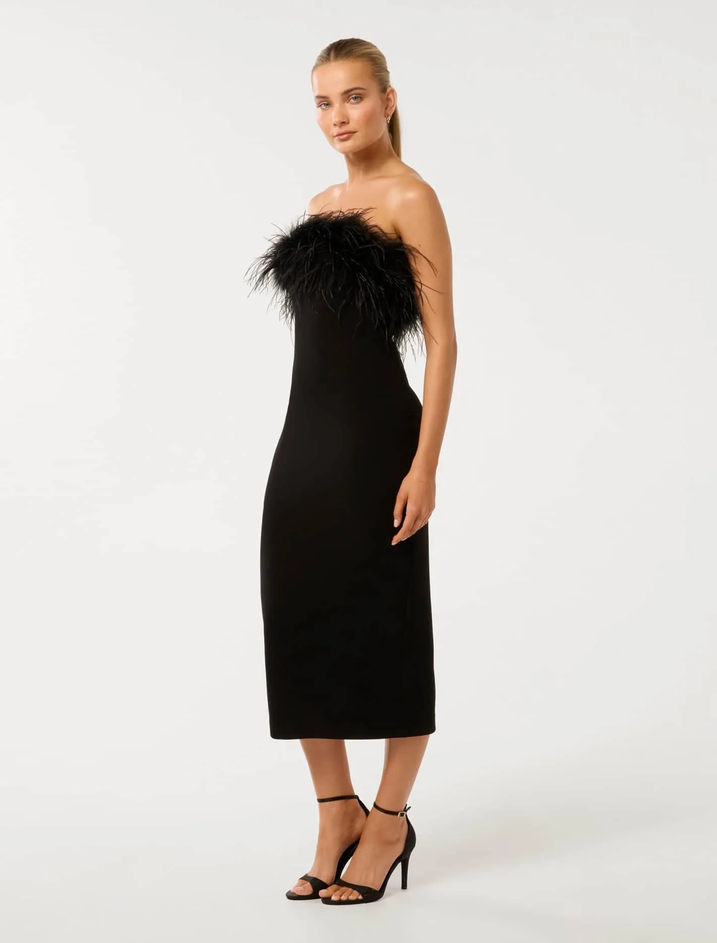 Vianna Feather-Trim Strapless Dress