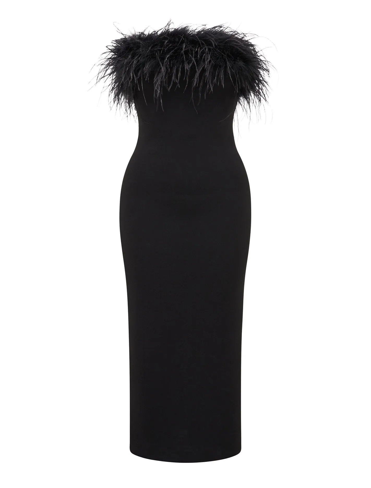 Vianna Feather-Trim Strapless Dress