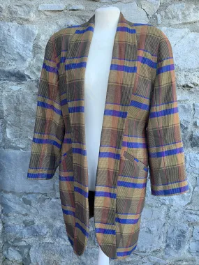 Vintage 1980s Brown and Blue Coat Size UK12-14