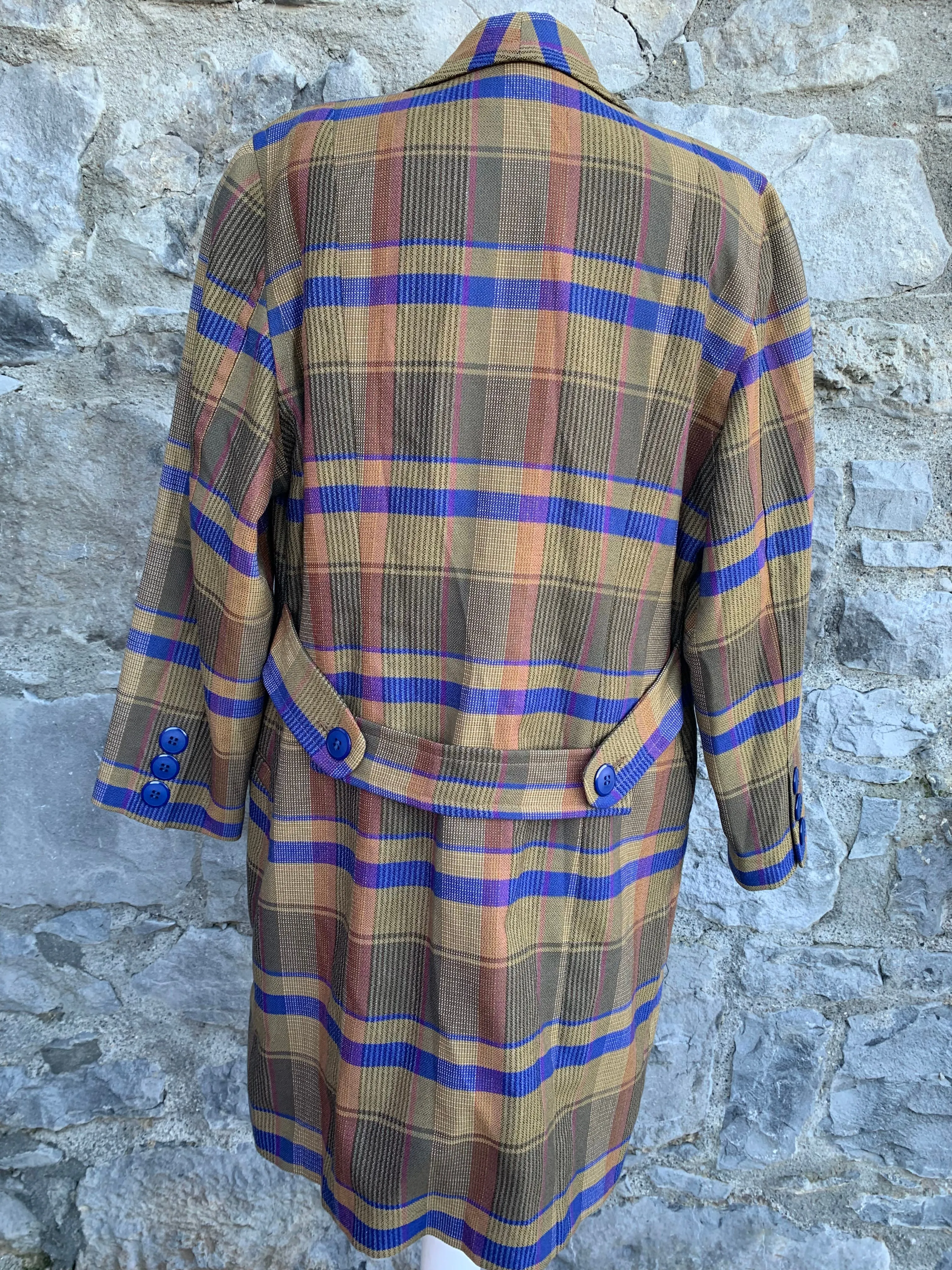 Vintage 1980s Brown and Blue Coat Size UK12-14