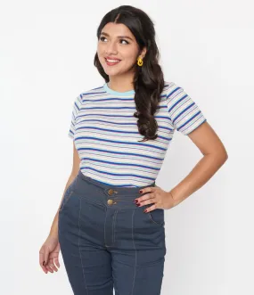 Vintage Blue Stripe Basic Top