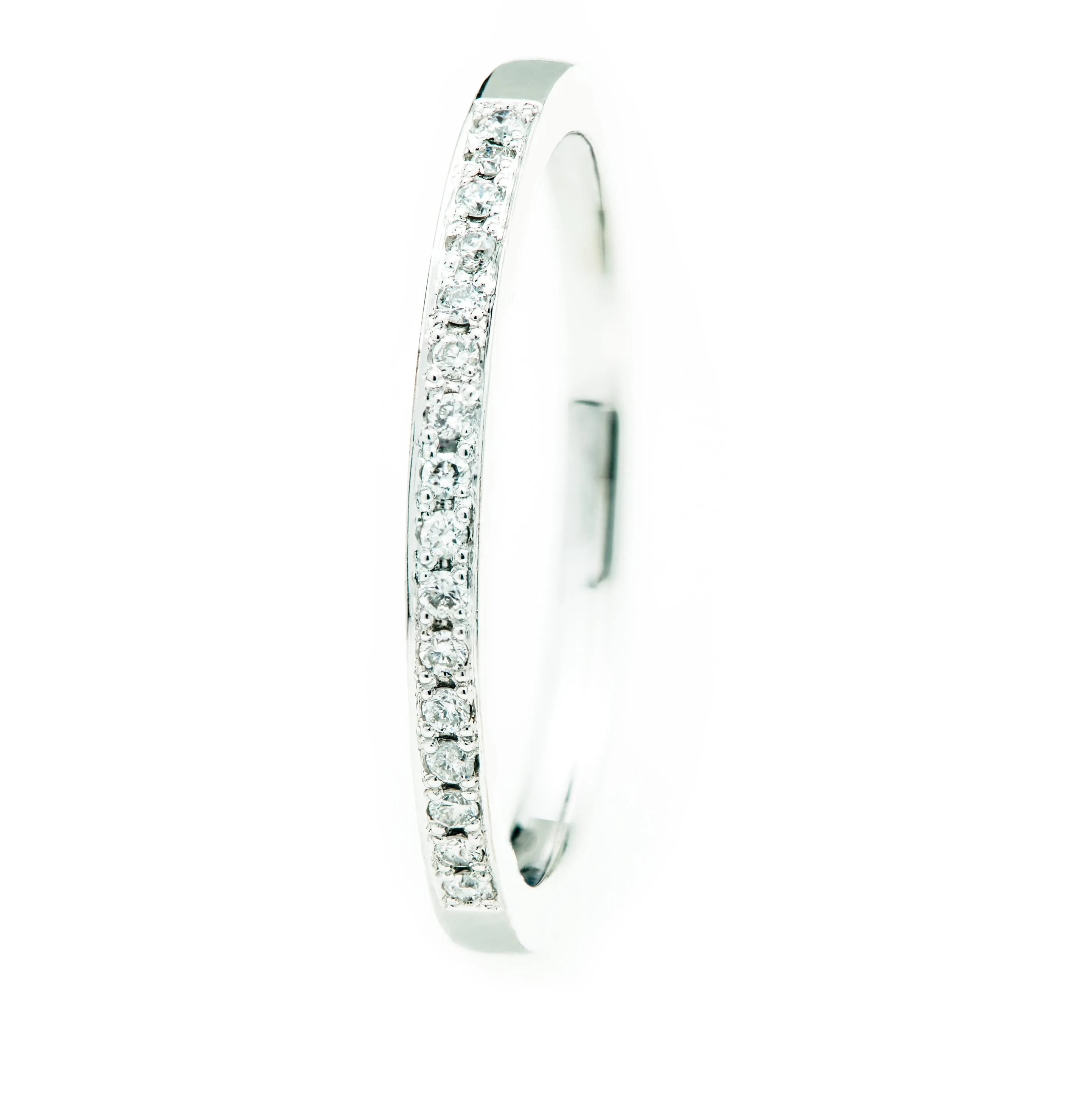 White Gold Bead Set Diamond Ring