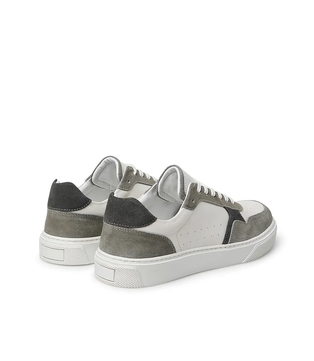 white leather dove color suede sneakers