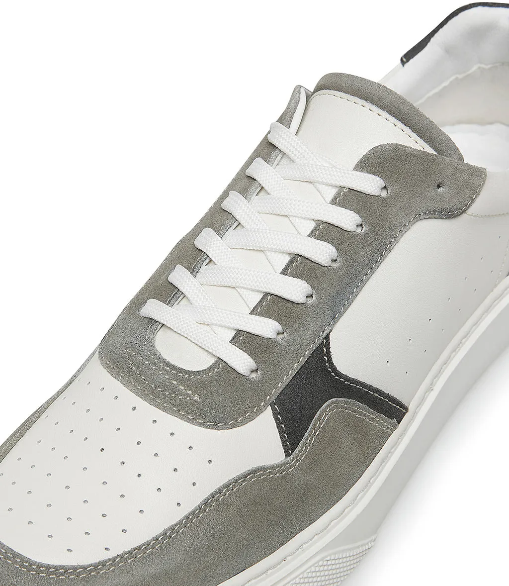 white leather dove color suede sneakers