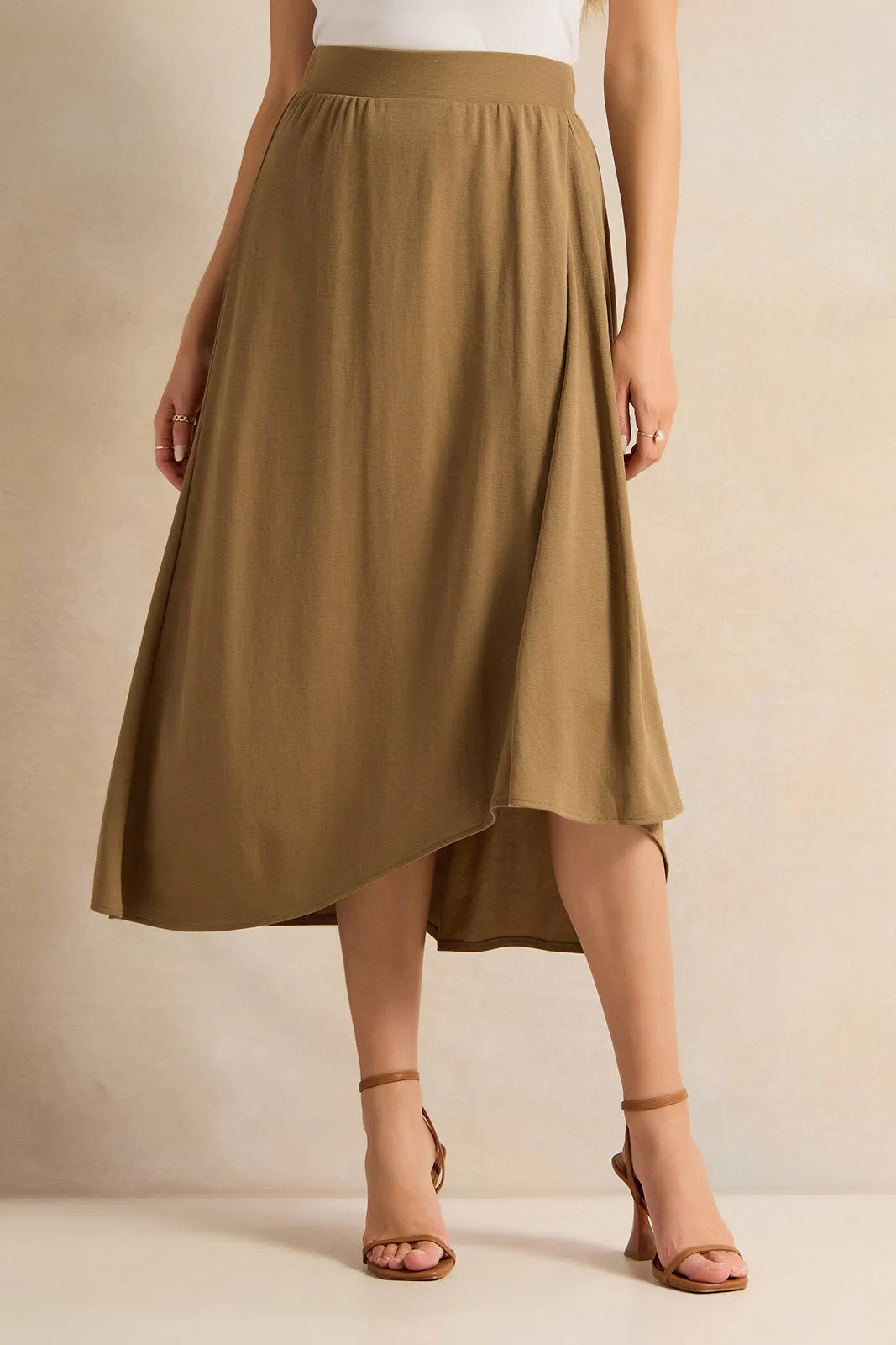 Women Brown Flared Knit Skirt