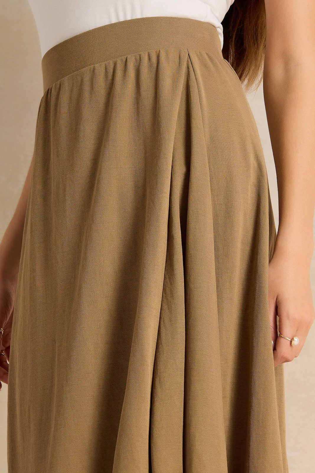 Women Brown Flared Knit Skirt