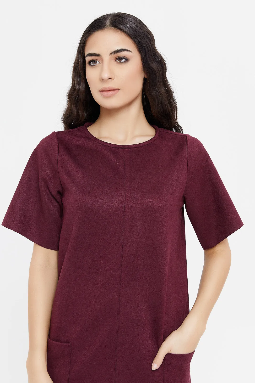 Women Burgundy Midi Dress