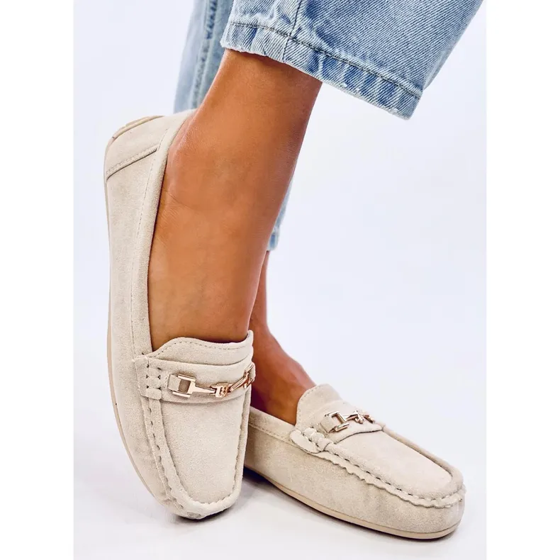 Women's Sourd Beige Suede Moccasins