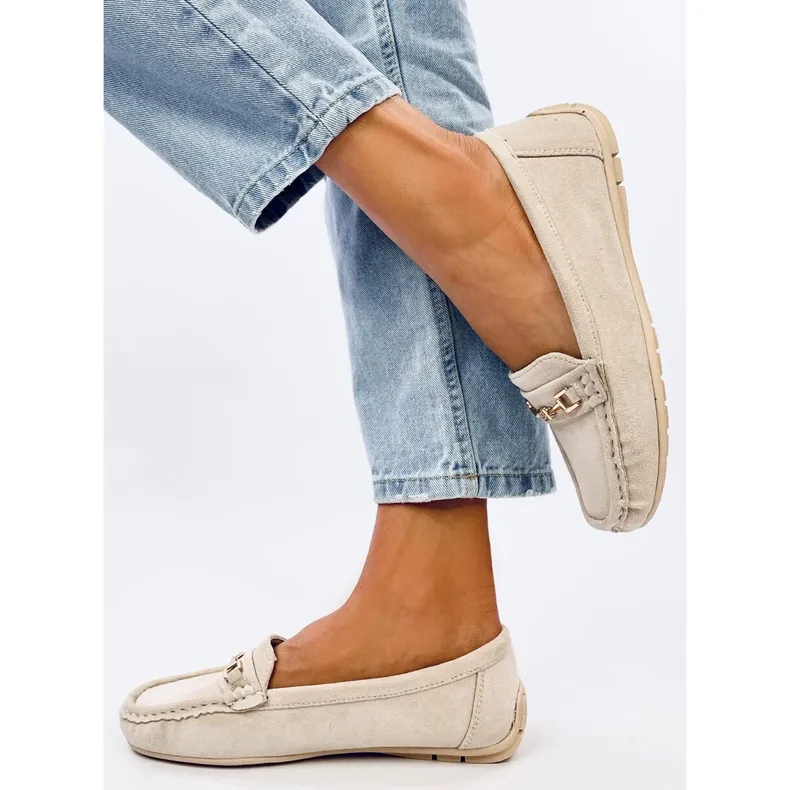 Women's Sourd Beige Suede Moccasins