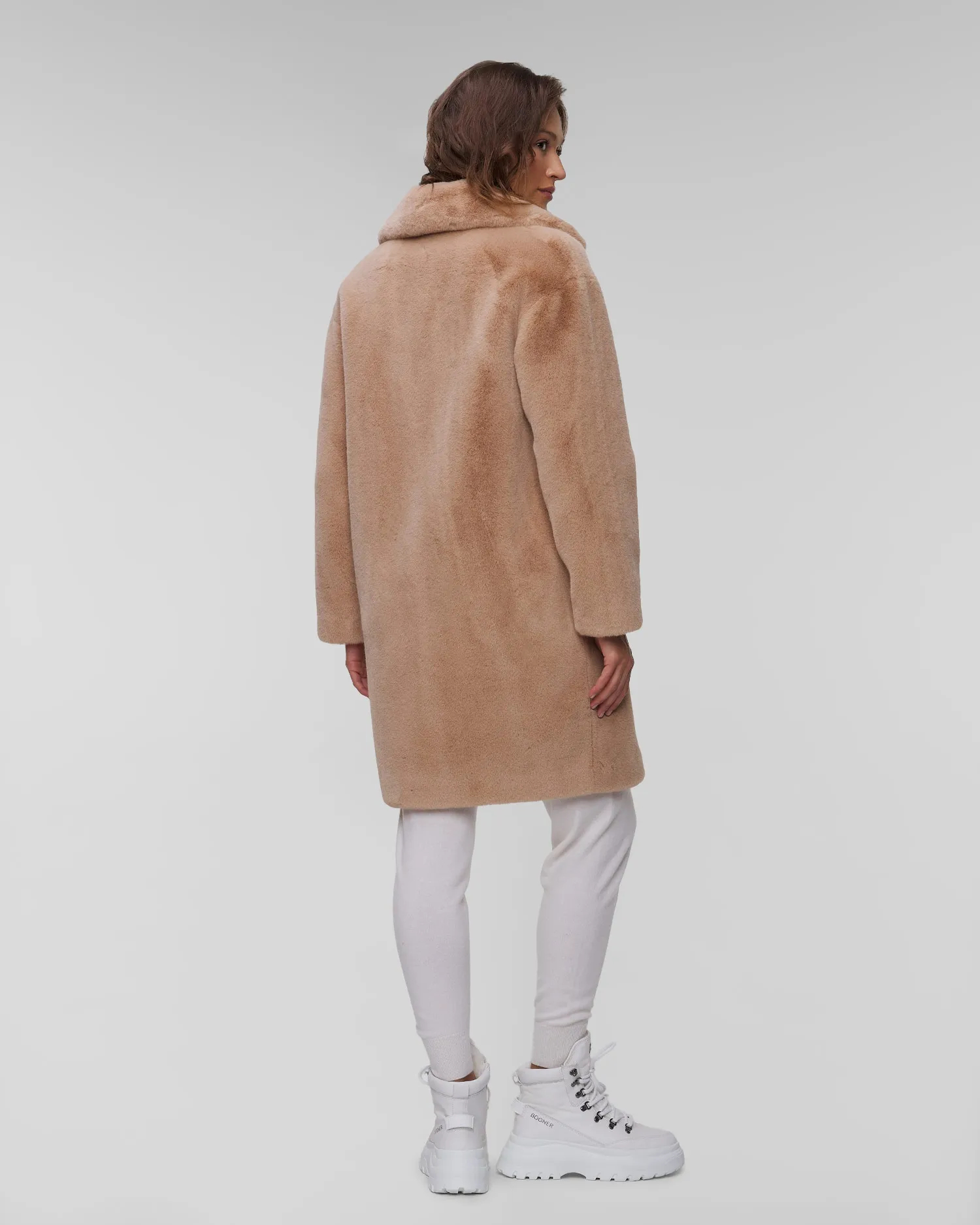 Women’s beige fur Stand Studio Camille Cocoon Coat 611379070-10301