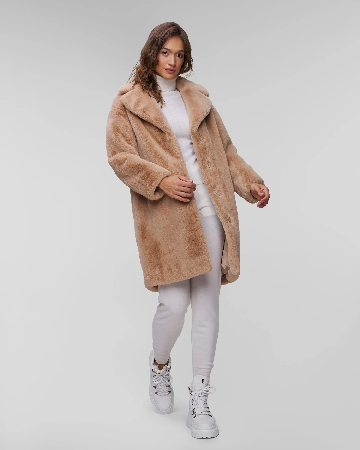 Women’s beige fur Stand Studio Camille Cocoon Coat 611379070-10301