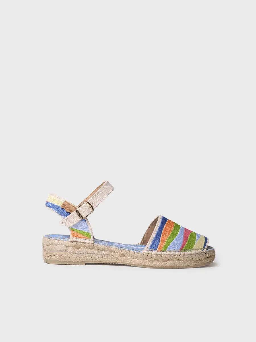 Women's flat sandal with multicoloured embroidery - GARBET