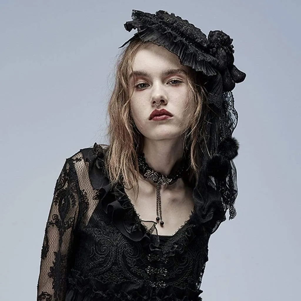 Women's Gothic Ruffle Lace Hat