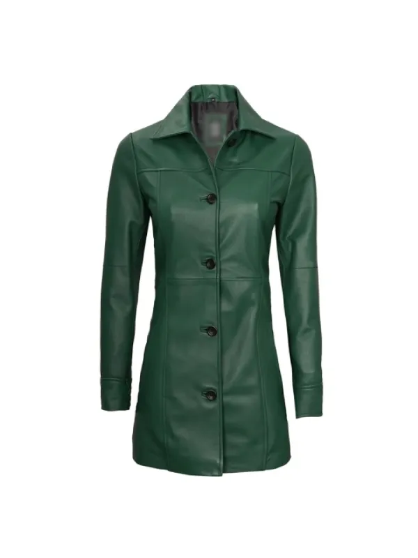 Green Leather Jacket for Women