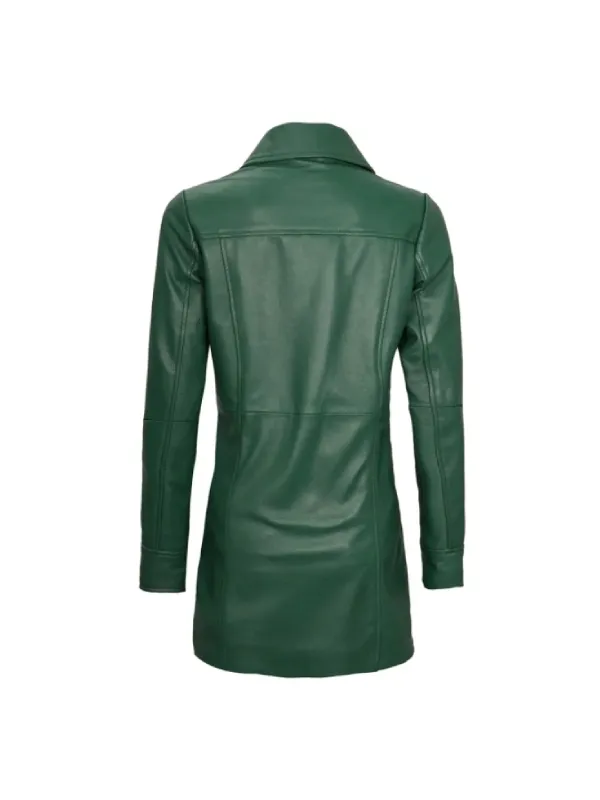 Green Leather Jacket for Women